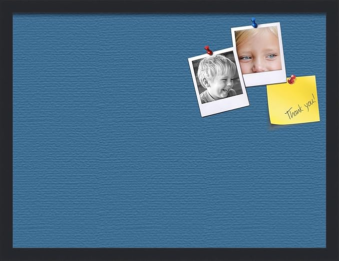 PinPix 24x18 Inch Cork Bulletin Board. This Decorative Framed Pin Board Comes with Navy Pastel Design and a Satin Black Frame. Ideal for Home Office Decor or Message Board (PinPix-1811)