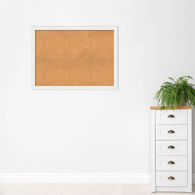 Amanti Art Natural Cork Board for Wall, 33x45 Vision Board with White Frame, Oversize Corkboard Office Decor for Home Organization, Casual Corkboard Pinboard to Display Items for Home Organization in