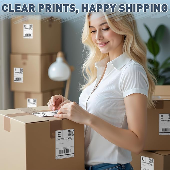 JTIEO 4" x 6" Thermal Labels, 3000 Fanfold Direct Thermal Shipping Labels, Perforated White, Commercial Grade with Permanent Adhesive,Compatible with Most Thermal Printers.