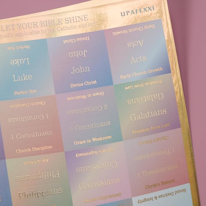 UPAFEXXI-Laminated Bible Tabs with Book Summaries(Gold Foil Embossed Lettering), Bible Tabs for Women and Men, Reposition Large Print Stickers, Easy to Read, 80Chapters Labels for Easy Navigation