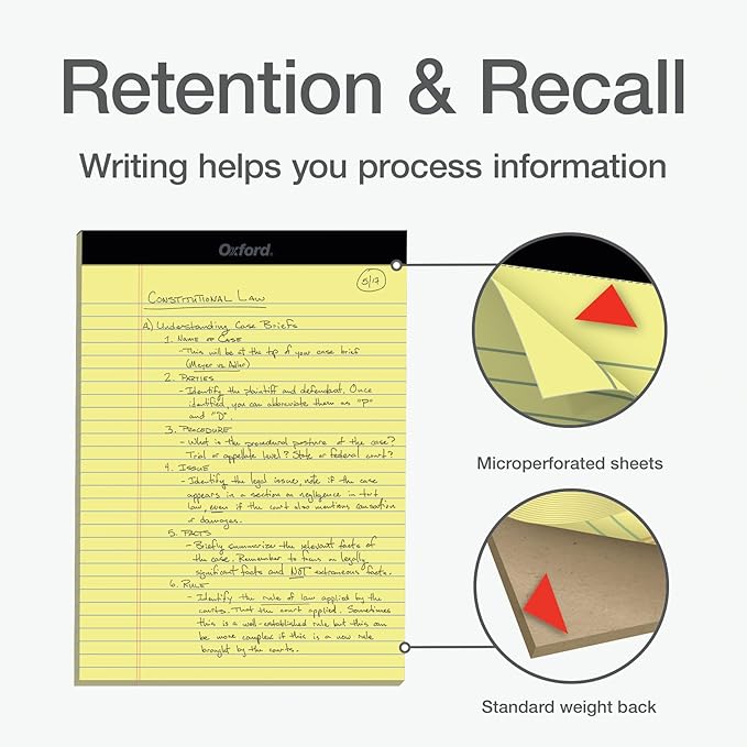 Oxford 8.5 x 11 Legal Pads, 12 Pack, Wide Ruled, Yellow Paper, 50 Sheets Per Writing Pad, Made in the USA (74020)