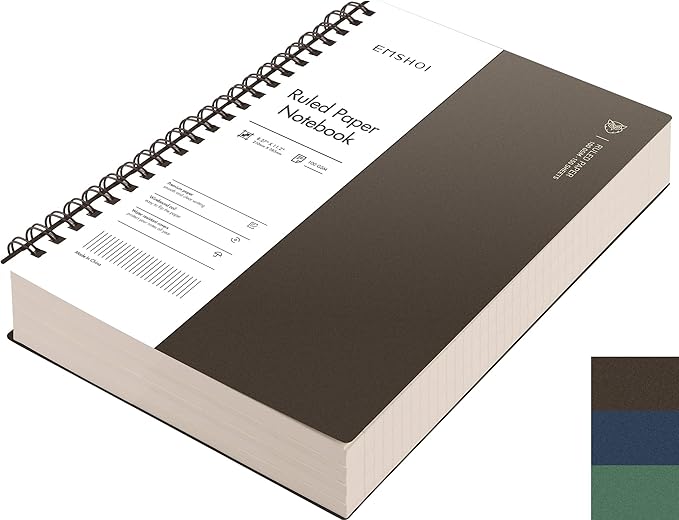 EMSHOI A4 Spiral Notebook College Ruled Lined Journal, 11.2" X 8.27",150 Sheets, 100gsm Thick Paper, Waterproof Softcover, Twin-Wire Binding, for Women Men School Work Business Writing, Gifts-Coffee