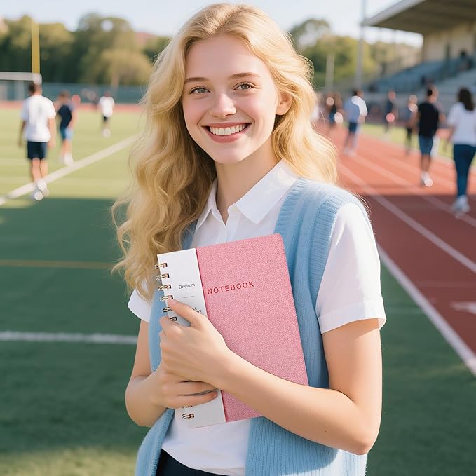 Spiral Notebook-5.75" x 8.125" College Ruled Journal with Inner Pockets and 160 Pages,PU Leather Cover Business Journal, Twin-Wire Binding Notebook Perfect for Office & Home School Supplies