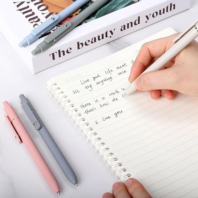 FIOVER Gel Pens, 10pcs 0.5mm Quick Dry Black Ink Fine Point Smooth Writing Pens for Journaling Note Taking High-End Series Ballpoint for Office School Supplies(10pcs Morandi)