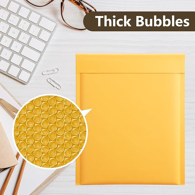 UCGOU Kraft Bubble Mailers 6x10 Inch 50 Pack Usable Size 6x9 Inch Yellow Padded Envelopes #0 Small Business Mailing Packages Self Sealing Tear Resistant Boutique Shipping Bags for Jewelry Supplies