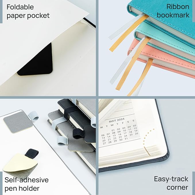 POPRUN 2026 Planner (Large - 8.5'' x 10.5'') - 2026 Weekly Calendar (Jan. 2026 - Dec. 2026) with Hourly Time Slots, Weekly/Monthly Appointment Book for Time Management - Leather Soft Cover - Blue Green