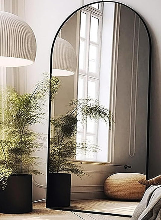 Full Length Mirror, Arched Floor Mirror, 41" x 81" Oversized Full Length Mirror, Freestanding, Full Body Mirror, Arch Mirror Full Length, Wall Mounted Mirror for Bedroom, Black