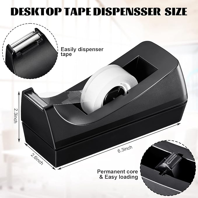 10 Pack Desktop Tape Dispenser Tape Roll Non Skid Base Tape Dispensers for Office Home School (Tape Not Included)