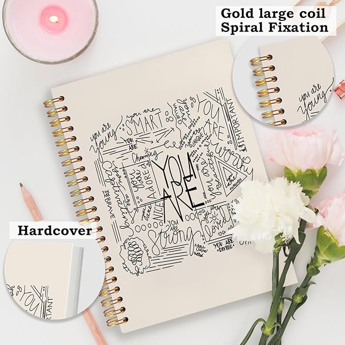 SNNDER You are Inspirational Notebook, Positive Affirmations Journal, Motivational Journals for Women, Graffiti Hardcover Spiral Notebook 5.5x8.3 Inch