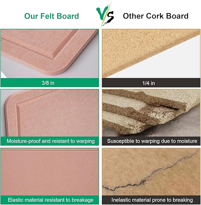 Large Bulletin Board - 48 X 36 inches Decorative Felt Pin Board - 4' x 3' Cork Board Alternative for Wall - Foldable Photo Board Self-Adhesive Vision Board Prayer Board with 30 Pushpins - Pink