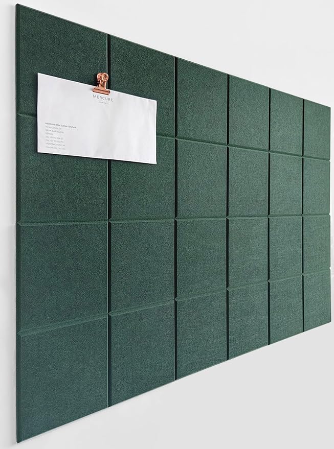 Cork Board 24 x36 Alternative - 6 Pack Felt Wall Tiles with Safe Removable Adhesive Tabs, Cork Boards for Walls Cork Board for Home Office Pin Board Tack Board - Aurora Green