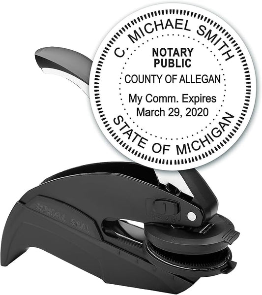 MaxMark Notary Seal Round Embosser for Michigan State - Includes Gold Burst Seal Labels (50 Count)