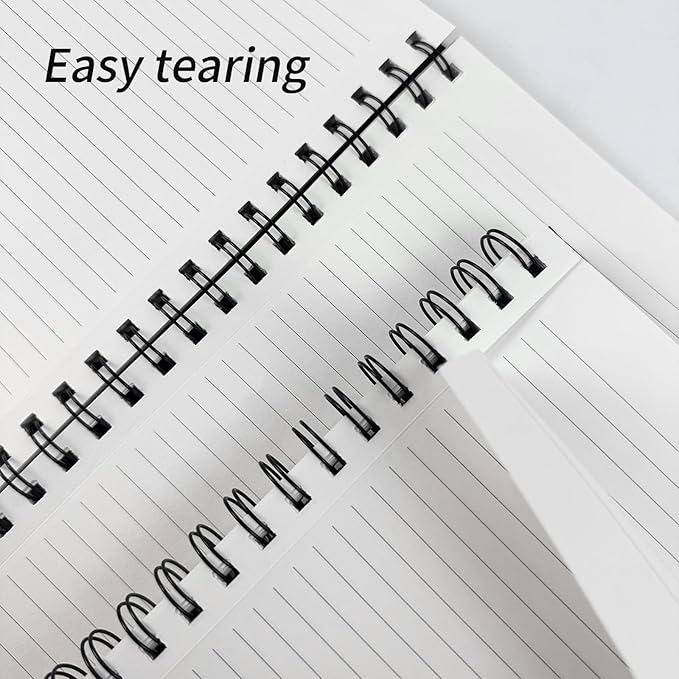 Lined Spiral Notebook A4 Large Black Journal 8.5" x 11"-4 Pack 7mm College Ruled Hardcover Notebooks 160 Pages 100GSM Thick Paper for Note Taking School Office Supplies