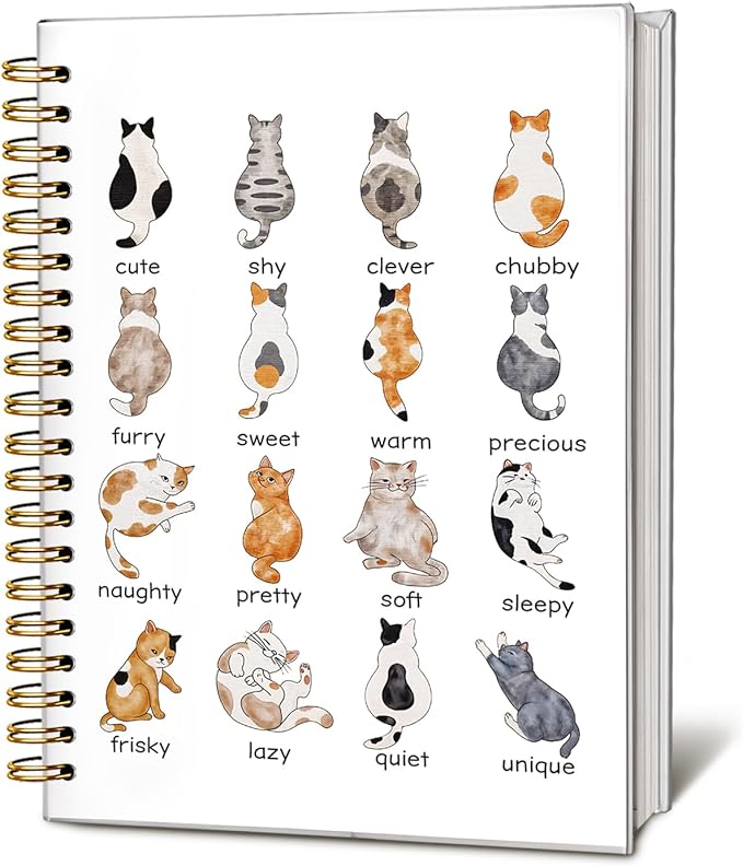 Cat Notebook Journal, Cat Office Supplies Notebooks for School, Cat Lover Gifts for Women Men, Cat Gifts for Girls, Cat Notepad 5.5x8.3 Inch