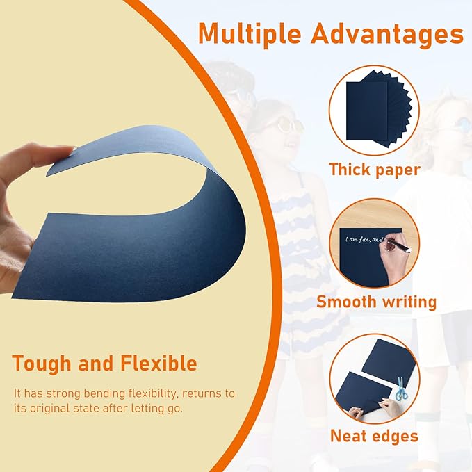 100 Sheets Navy Blue Cardstock 8.5 x 11 Certificate Paper, 92lb Premium Craft Paper Card Stock for Wedding Invitations, Greeting Cards, Memus, Making Cards, Graduations