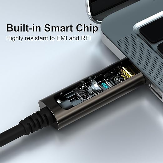 GeoHN.G USB C to C Fiber Optic Cable 10M/33FT, USB 3.2 10Gbps Long Distance Data Transfer USB C Extension Cable for VR, Camera, Mini PC, Laptop, Webcam, Printer and More