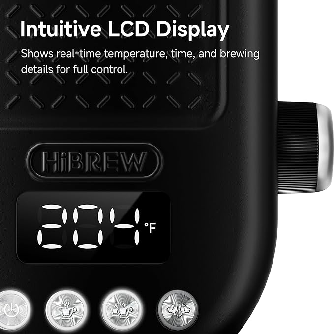 HIBREW H10B - 51mm Espresso Machine - Temperature & Cup Volume Adjustable at will - With Intelligent Display Screen & Pressure Gauge - Stainless Steel Body (Black)