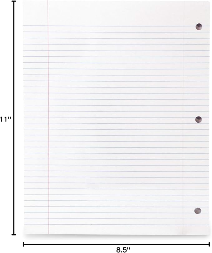 Mintra Office Filler Paper (College Ruled, 600 Sheets (6pks of 100))