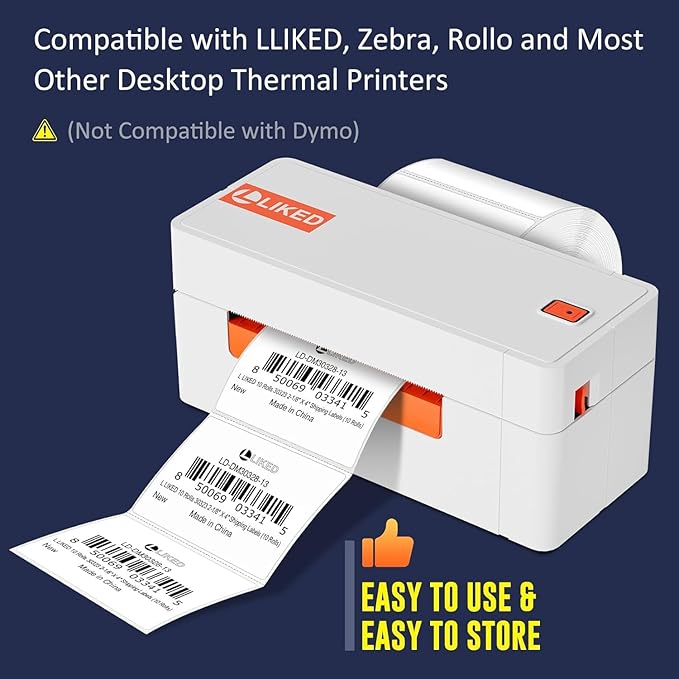 L LIKED 3" x 2" Direct Thermal Labels, Permanent Adhesive Barcode Shipping Stickers & Compatible with Rollo, Zebra and Other Desktop Printers (12 Rolls, 8400 Labels)