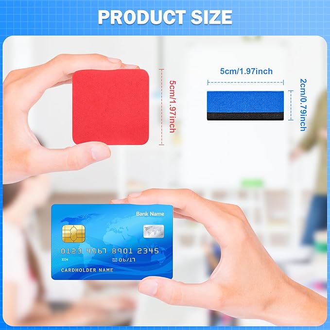 EAONE 48 Pack Dry Erase Eraser, Magnetic Whiteboard Cleaner Mini Chalkboard Cleansers for Classroom, School, Office, Home (4 Color Assorted, 1.97 x 1.97 Inch)