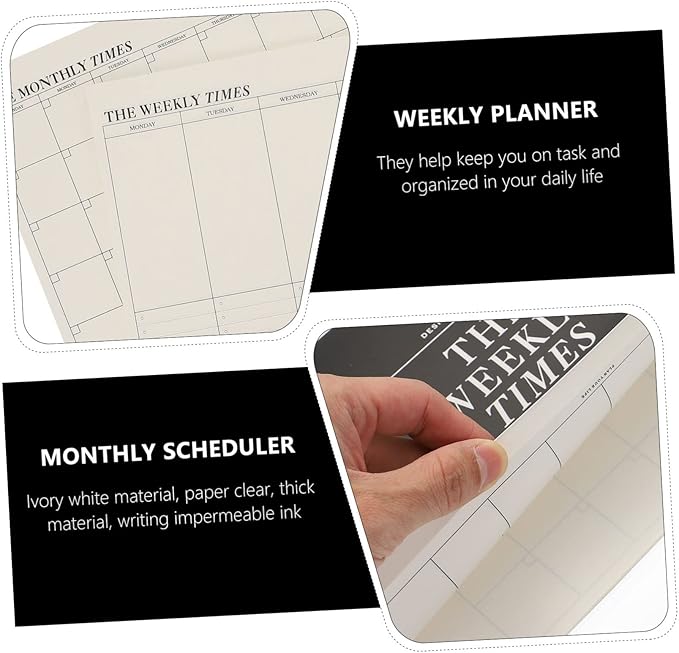 STOBOK 2pcs Tear- Notebook Daily for Monthly Memo Paper Time Planning Weekly Task Checklist Off Management Planner Noting Students Book Notepad Calendar Pad Home Schedule Agenda
