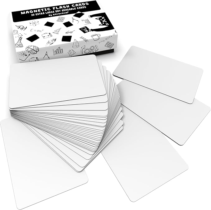 Dry Erase Magnetic Labels 7.3 x 5.6 in, Dry Erase Magnets, 20-Pack, White Erasable Write-On All-Purpose Labels, for Office, Education, Home, Whiteboard