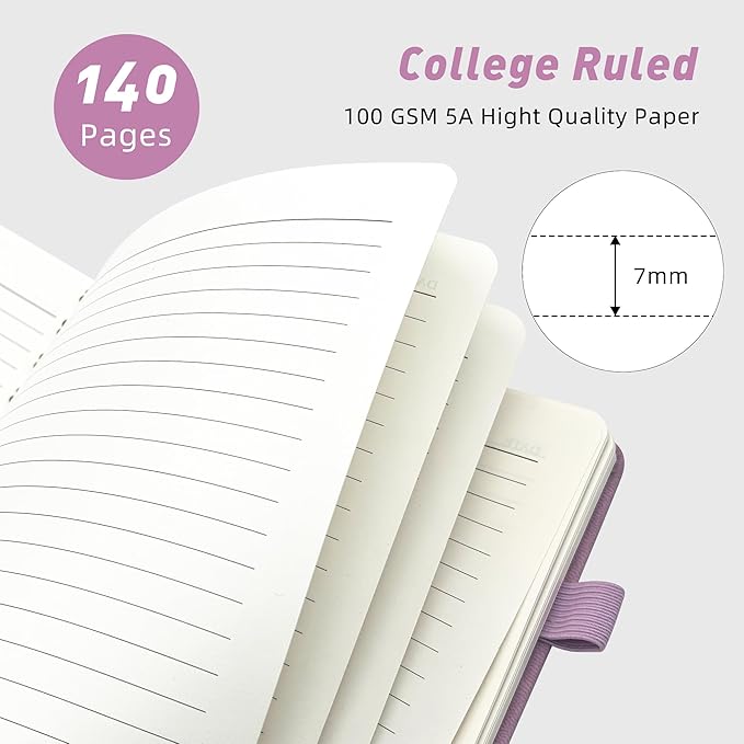 Lined Spiral Journal Notebook for Women & Men, College Ruled Hardcover Notebook for Work & Note Taking, Journals for Writing, 100 GSM, Business, School, 140 Pages, A5(5.8"x8.5") - Pink