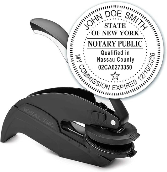 MaxMark Notary Seal Round Embosser for New York State - Includes Gold Burst Seal Labels (50 Count)