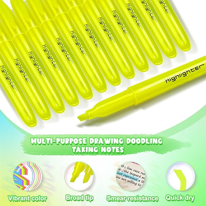 360 Pieces Highlighter Bulk Assorted Colors Highlighter Markers Chisel Tip Highlighter Pens for School Classroom Office (360)