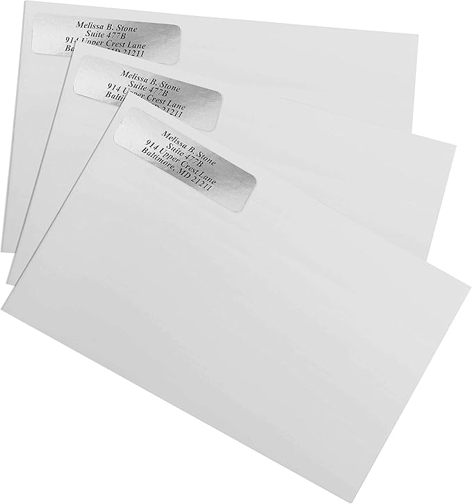 Silver Foil Personalized Return Address Labels Without Dispenser - Roll of 250 Custom Stickers