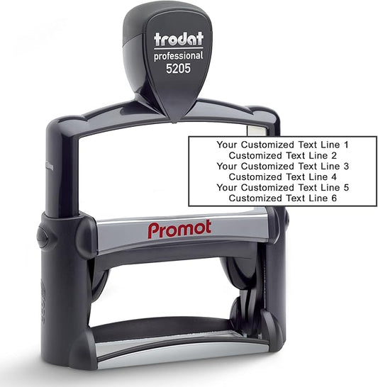 Promot Large Professional Stainless Steel Stainless Steel Self Inking 6 Lines Custom Stamp - Personalized Office Stamp