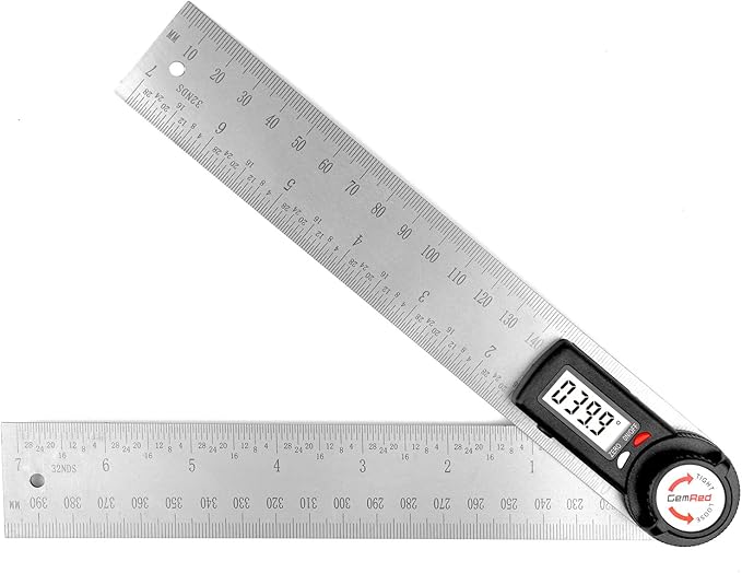 GemRed 82305 Digital Angle Finder Protractor-Stainless steel (white&red button)