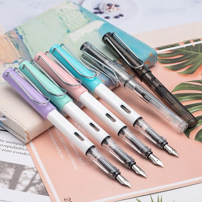 Lanxivi Calligraphy Fountain Pen Set, 6 Assorted Tip Sizes and Color for Art Drawing and Writing Signature