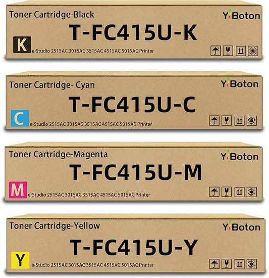 High Yield TFC415U T-FC415U Toner Cartridge Replacement T-FC415U-K T-FC415U-C T-FC415U-M T-FC415U-Y Toner Cartridge for Toshiba e-Studio 2515AC 3015AC 3515AC 4515AC 5015AC Printer (4 Pack)