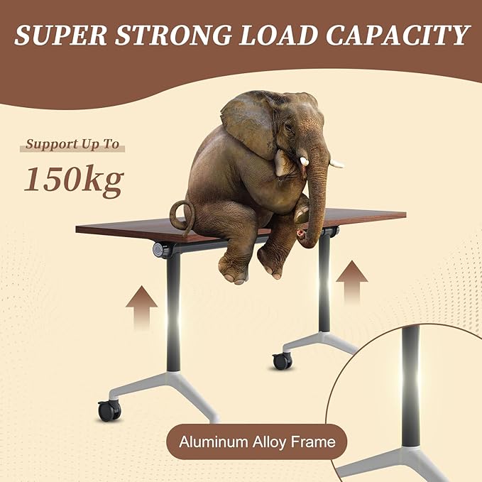 Folding Conference Room Table, Modern Conference Tables with Wheels, Large Rectangular Mobile Training Tables for Office Classroom, Foldable Modular Boardroom Seminar Table (6pack L55.1in)