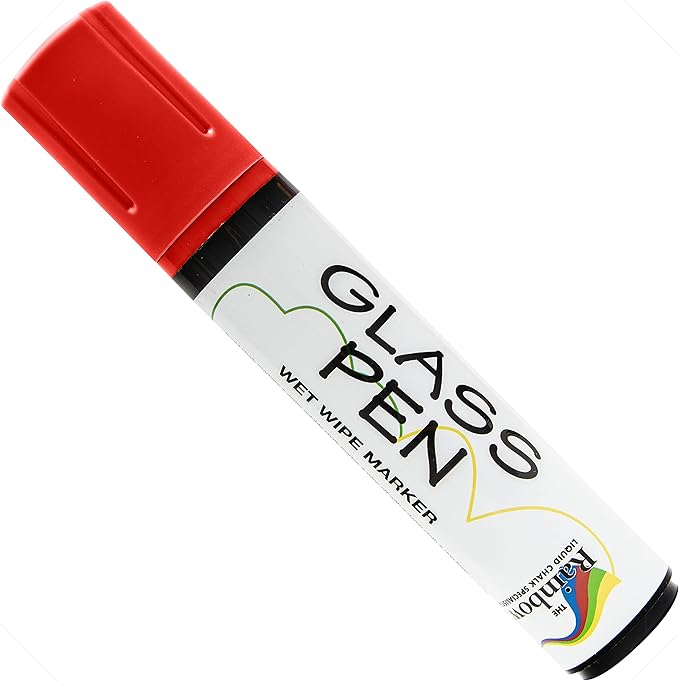 Glass Pen Window Marker: Liquid Chalk Pens for Glass, Whiteboard Markers with Washable Paint - Graduation, Car Windows, Mirror Pen, Storefront, Wedding, Parade, Party & Holiday (Red, Jumbo Tip)
