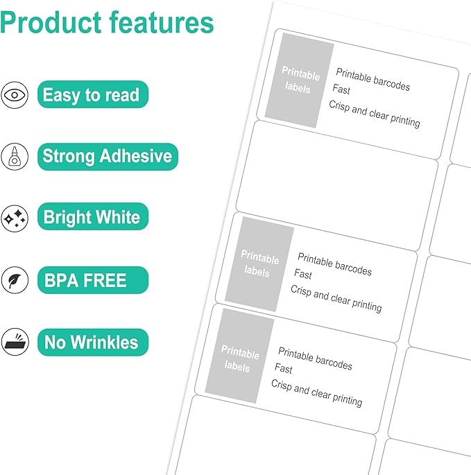 L LIKED 2" x 4" Label Stickers, Printable White 10 per Sheets Total 500 Labels, for Laser/Inkjet Printing - Matte (500 Labels)