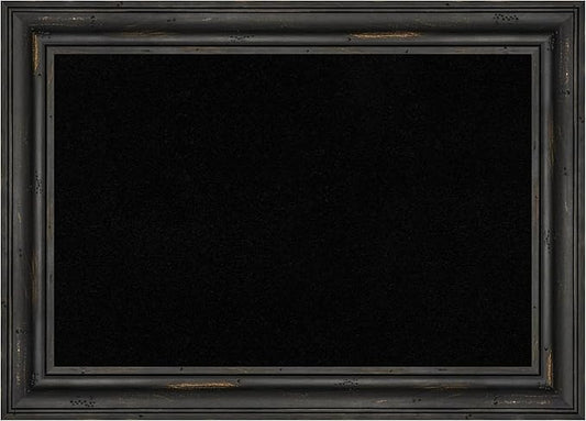 Amanti Art Black Cork Board for Wall, 15x21 Vision Board with Black Wood Frame, Small Corkboard Office Decor for Home Organization, Country Rustic Corkboard Pinboard to Display Items for Home