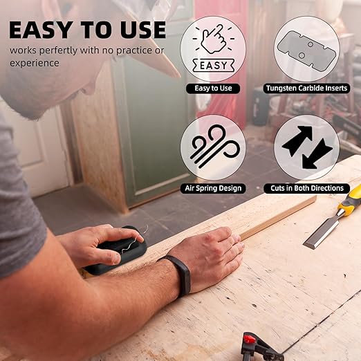 GSCIT Club Edge Banding Trimmer, Tungsten Carbide Blades Hand Planer Edge Bander for Burrs Edge Corner Planer Wood Scraper Edge Banding Tools Cutter for PVC ABS Melamine (Black)