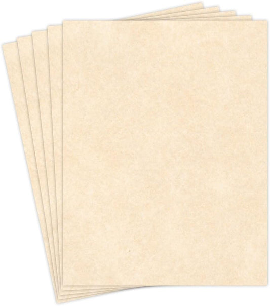 Natural Stationery Parchment Recycled Paper | 65Lb Cover Cardstock | 8.5” x 11” Inches | 50 Sheets Per Pack