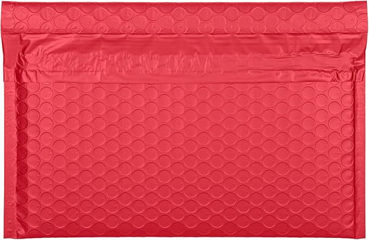Red Side-Loading Bubble Mailers 10 x 7 Inches,Self-Seal Padded Mailing Envelopes, Pack of 27
