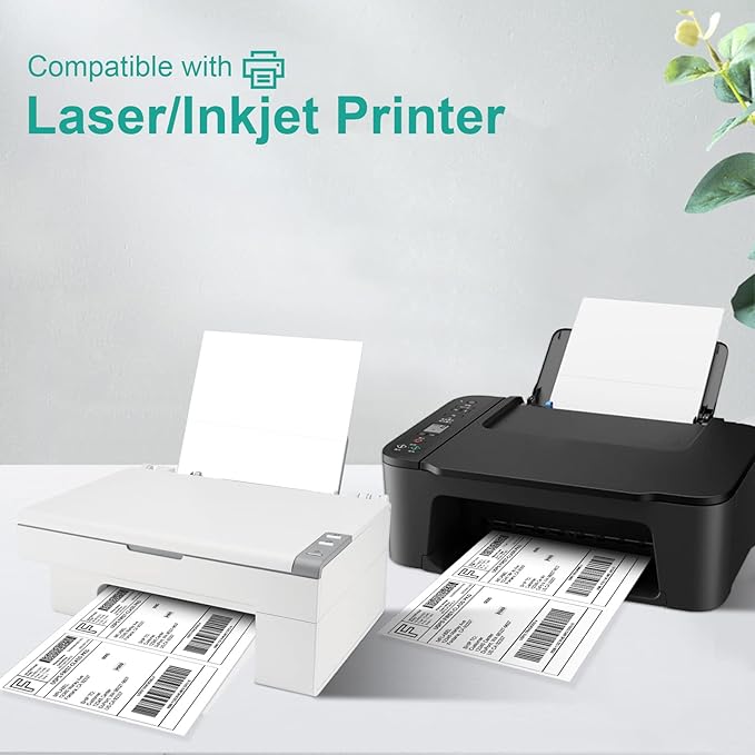 MFLABEL Half Sheet Shipping Labels 8.5x11 Inch - No Cut Needed! Self-Adhesive 8.5"x5.5" Labels for Laser/Inkjet (2000 Sheets = 4000 Labels) + Free 192 Fragile Stickers - FBA, UPS, FedEx