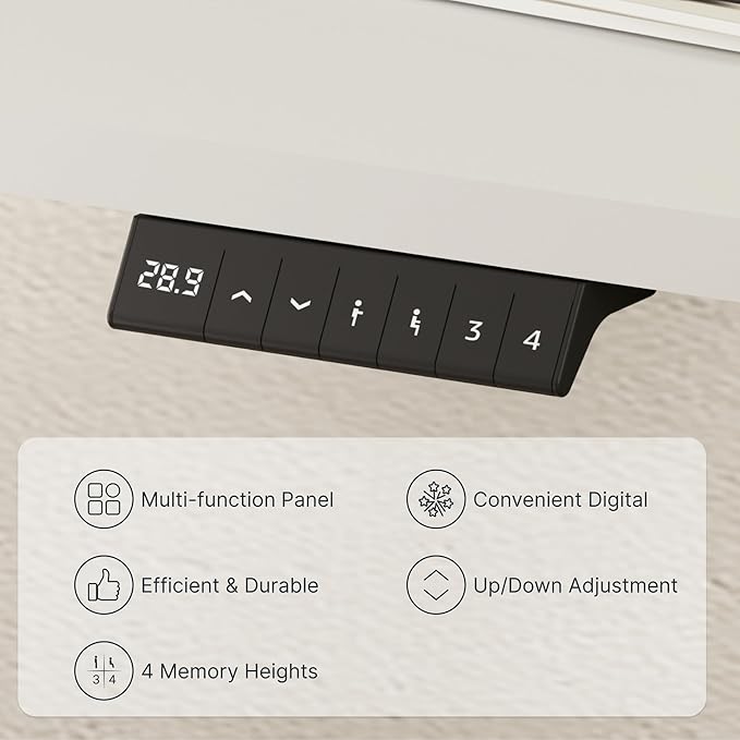 FLEXISPOT EN2 Whole-Piece Standing Desk with Clamp Power Strip, 48 x 30 Electric Stand Up Height Adjustable Desk with Cable Management (White Frame + 48" White Desktop, 2 Packages)