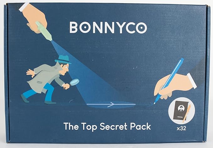 BONNYCO Invisible Ink Pen and Notebook, Pack of 32 Party Favors for Kids Birthday | Spy Pen Party Supplies, Pinata Stuffers, Prizes for Kids | Magic Pen Birthday Party Favors, Prizes for Students