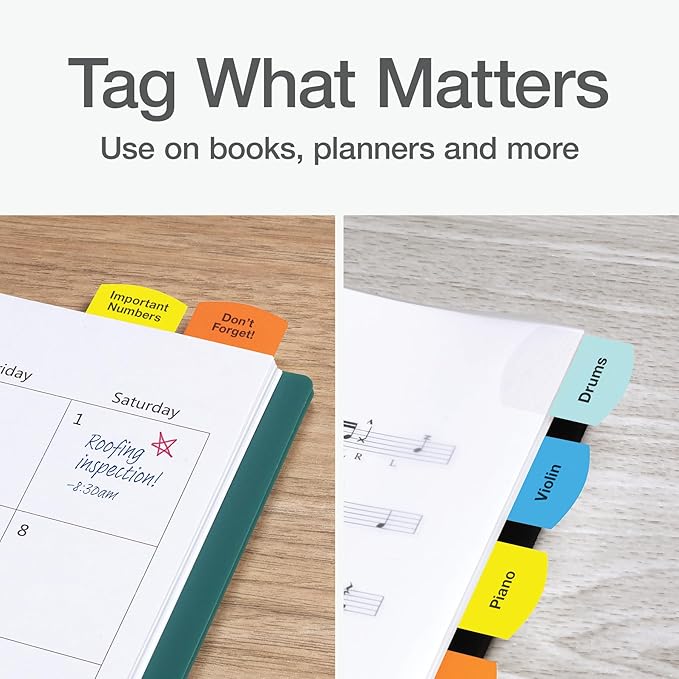 Redi-Tag Laser Printable Tabs, Permanent Index Tabs, Customizable Adhesive Labels, 5 Assorted Colors: Yellow, Red, Blue, Green, Orange, 1.125" x 1.25", 375 Per Pack (B39020)