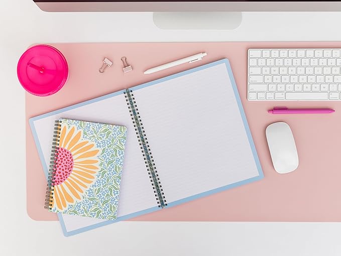 Steel Mill & Co Cute Large Spiral Notebook College Ruled, 11" x 9.5" with Durable Hardcover and 160 Lined Pages (Sunflower)