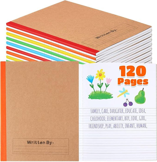 Henoyso 10 Pcs 120 Pages Primary Composition Notebooks K-2, Primary Journal Grades K-2, Writing Journal Practice Notebook for Kids in Preschool, Kindergarten, Back to School Supplies (Rainbow)