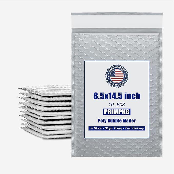 8.5in x 13.5in Bubble Mailer, Gray Poly Mailer, Padded Envelope, Shipping Envelope, Waterproof, Self-Sealing, For Small Business, Shipping, Mailing, Boutique Packaging(10PCS)