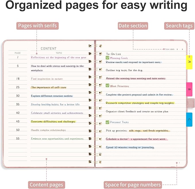 AHGXG Lined Spiral Notebook Journal for Women, Hardcover Leather Notebook College Ruled 140 Pages, A5 5.7" x 8.3", 100 GSM Thick Paper, Notebooks for School Work, Journals for Writing, Rose Gold