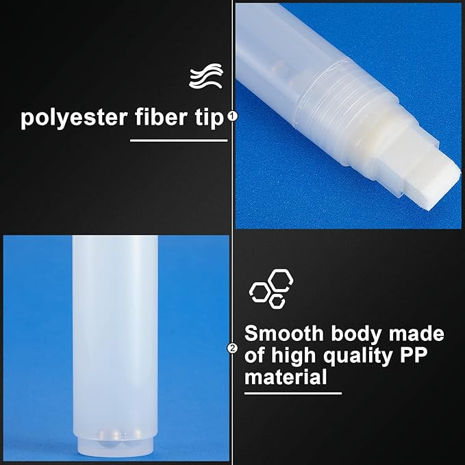 Epakh 4 Pack White Paint Pens Empty Acrylic Permanent Clear White Marker Pen Fine Point Empty Refillable Markers for Rock Painting Wood Ceramic Metallic Graffiti Paper Drawing(15 mm)